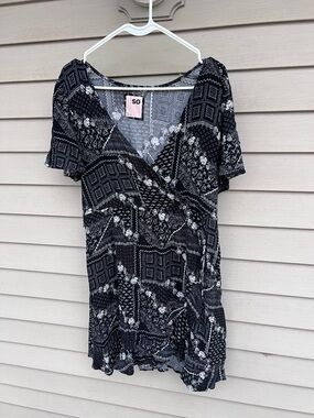 SO Black & White Floral Patchwork Dress
